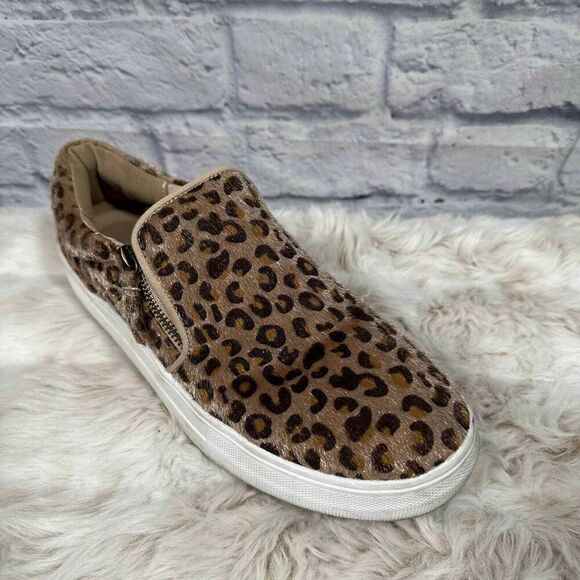 Very G Platform Sneakers‎ Womens 10 Cheetah Print Brown Mohair Slip On - Picture 1 of 8